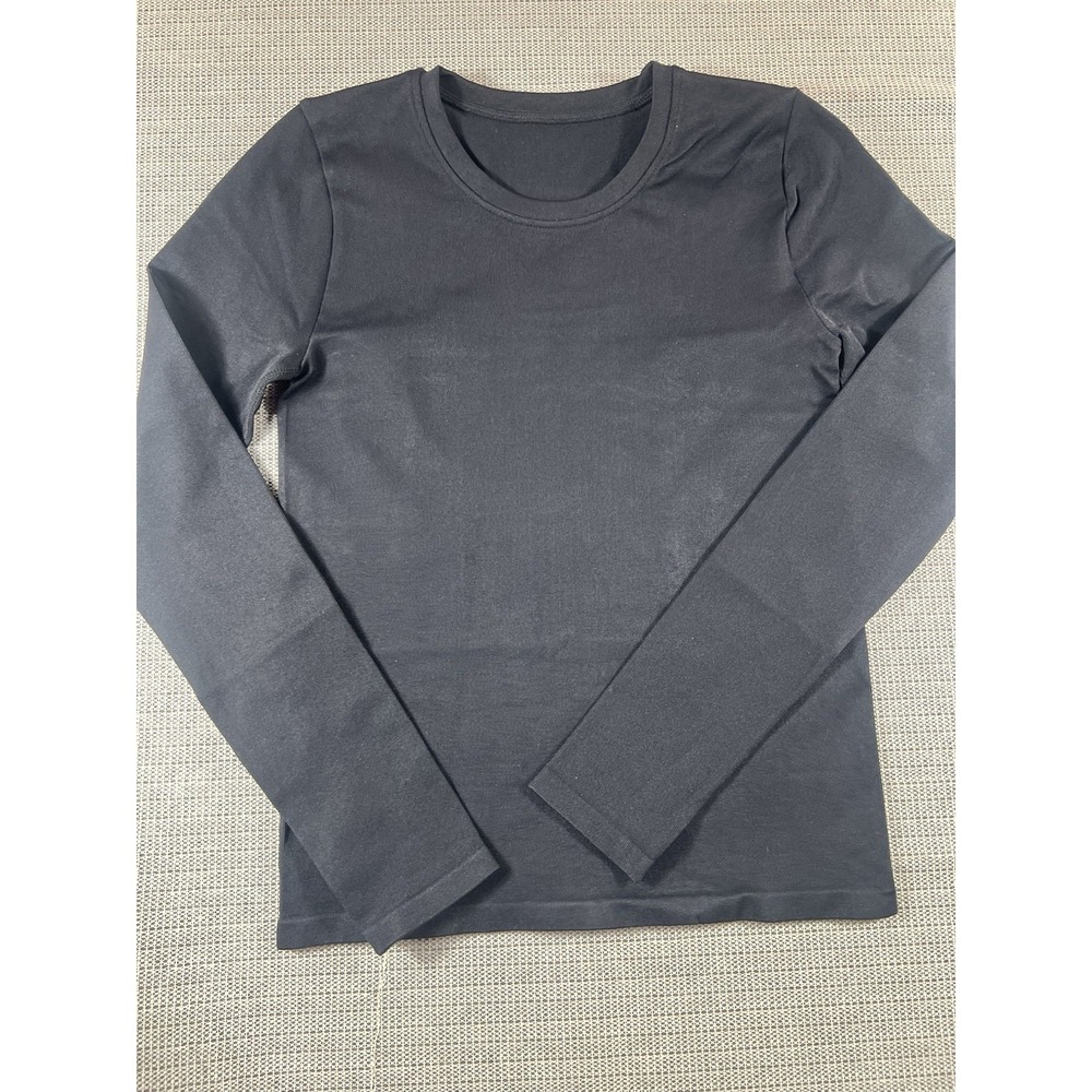 OQQ Womens Long Sleeve Top Crew Neck Stretch Fitted Layer T-Shirt Sz M Black